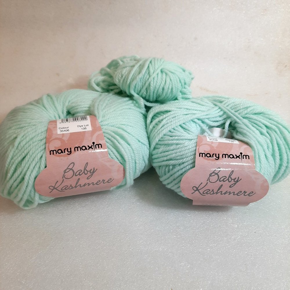 Mary Maxim Baby Kashmere yarn #35406‎ aqua mint green soft medium weight acrylic